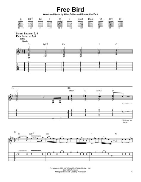 Free Bird Tab by Lynyrd Skynyrd Songsterr Tabs with Rhythm