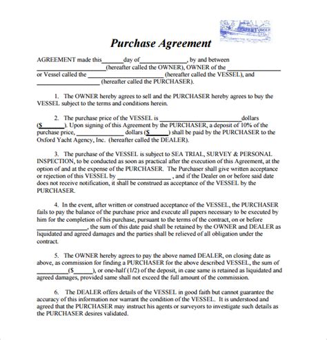 Free Boat Purchase Agreement Template