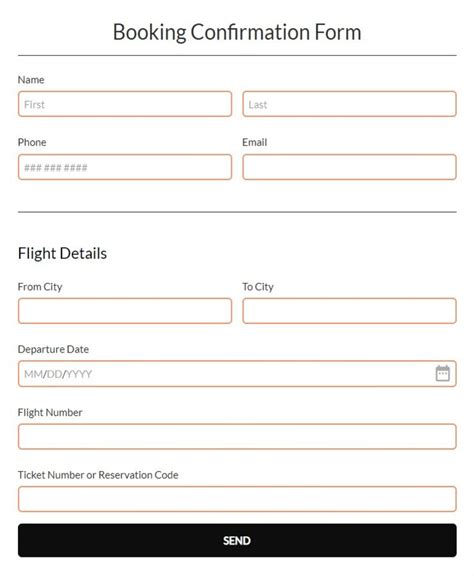 Free Booking Confirmation Form Template 123FormBuilder
