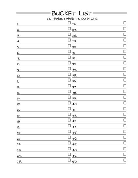 Free Bucket List Printable... Take some time to think about your future