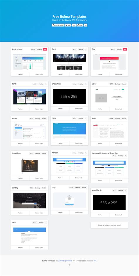 Free Bulma Templates Based on the Bulma CSS Framework