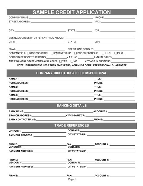 Free Business Credit Application Credit Applications Application Form Credit Card Application