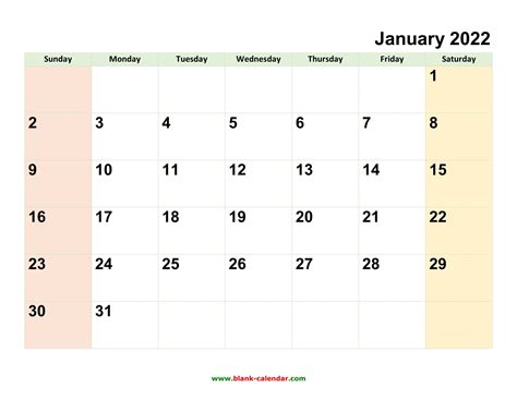 Free Calendar Template 2022 Word