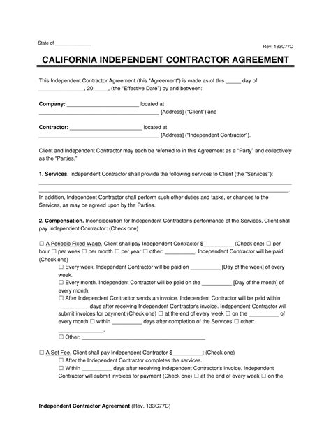 Free California Independent Contractor Agreement PDF Word eForms