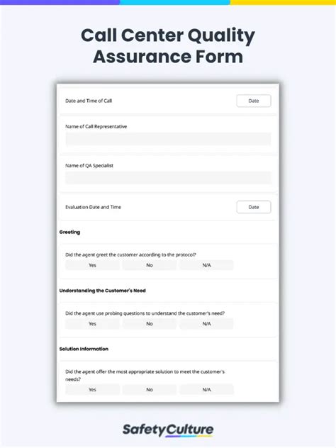 Free Call Monitoring and Evaluation Form PDF SafetyCulture
