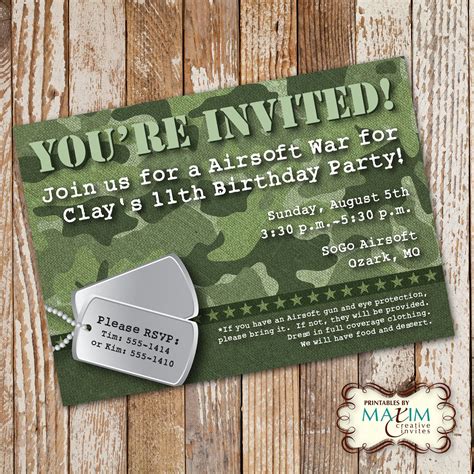 Free Camo Party Invitation Templates Camo Party Camo Birthday Invitations Camo Wedding Invitations