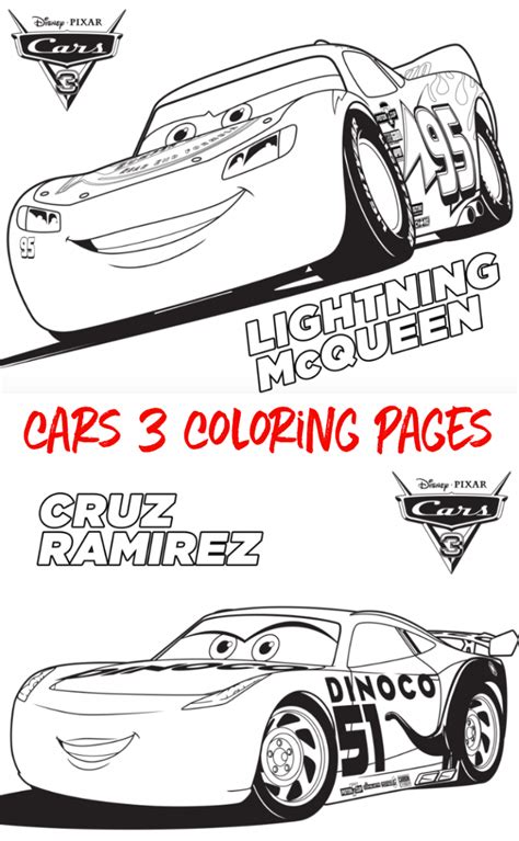 Free Cars 3 coloring page to print Cars 3 Coloring Pages for Kids