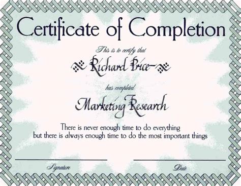 Free Certificate Of Completion Template Sample With Example