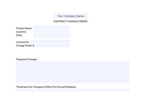 Free Change Order Templates In Excel Word Pdf Levelset