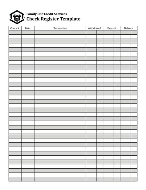 Free Check Register Template