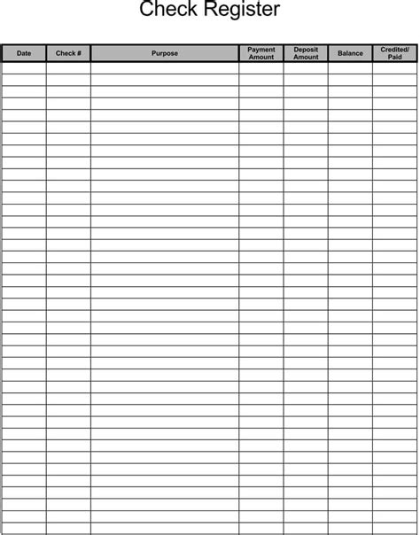 Free Check Register Template Excel Excel Templates