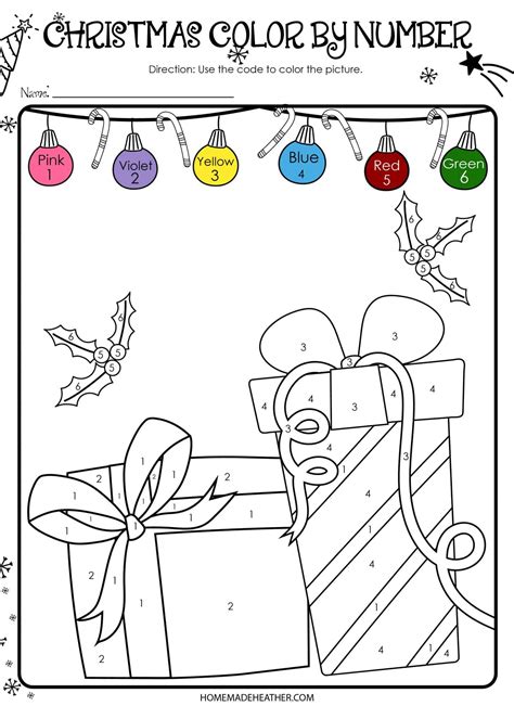 Free Christmas Color By Number Printables » Homemade Heather