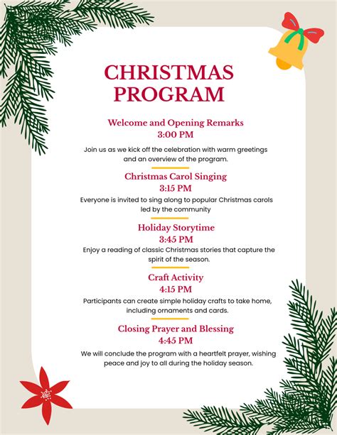 Free Christmas Program Templates Editable and Printable