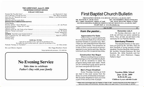 Free Church Program Template Addictionary