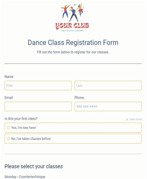 Free Class Registration Form Template 123 Form Builder