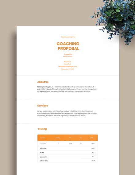 Free Coaching Proposal Template Google Docs Word Template Net
