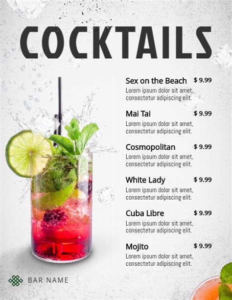 Free Cocktail Menu In 2021 Menu Design Template Cocktail Menu Menu Template Word