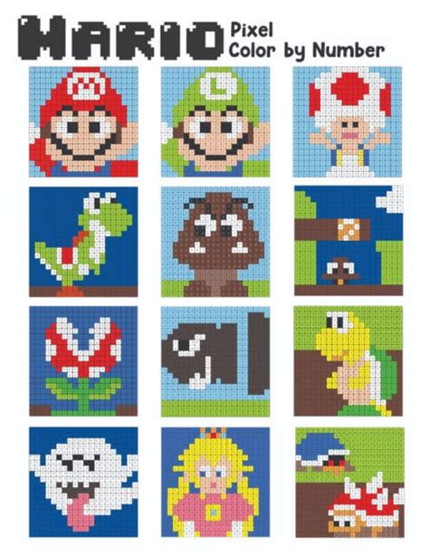 Free Color by Number Mario Pages Pixel Color by Number