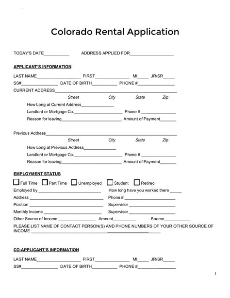 Free Colorado Rental Application Form PDF eForms