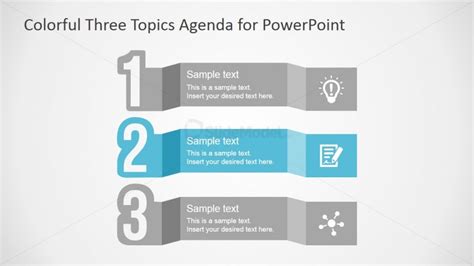 Free Colorful Three Topics Agenda For Powerpoint Slidemodel