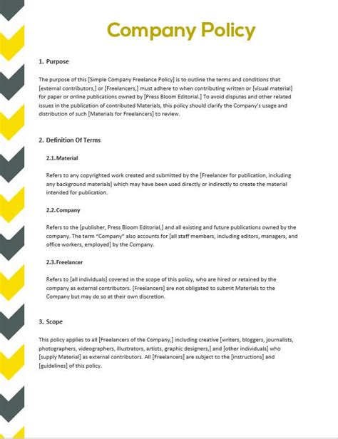 Free Company Policy Template Word