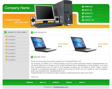 Free Computer Accessories Web Template Templates Perfect