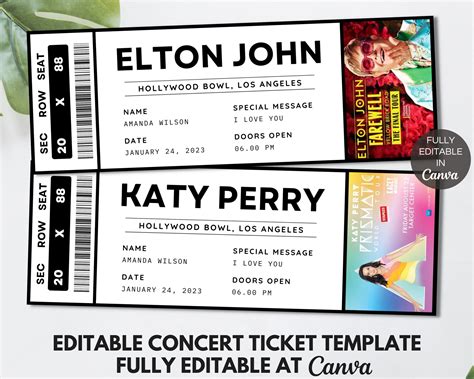 Free Concert Ticket Template Addictionary
