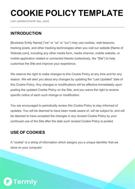 Free Cookie Policy Template