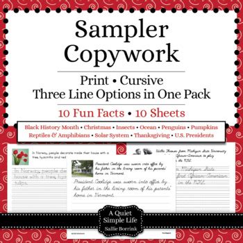 Free Copywork Handwriting Sampler Thematic Unit Plan Extensions from