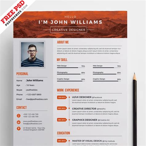 Free Creative Resume Template PSD Download PSD