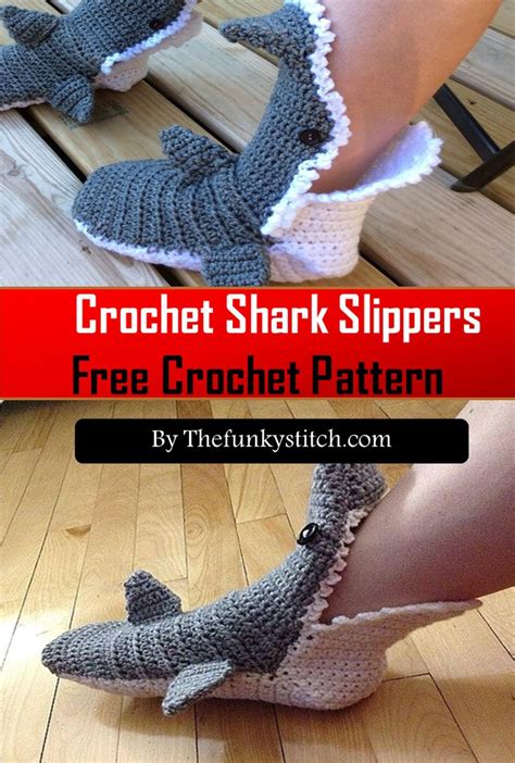 Free Crochet Pattern Shark Slippers Web Crochet Easy Beginner Adult