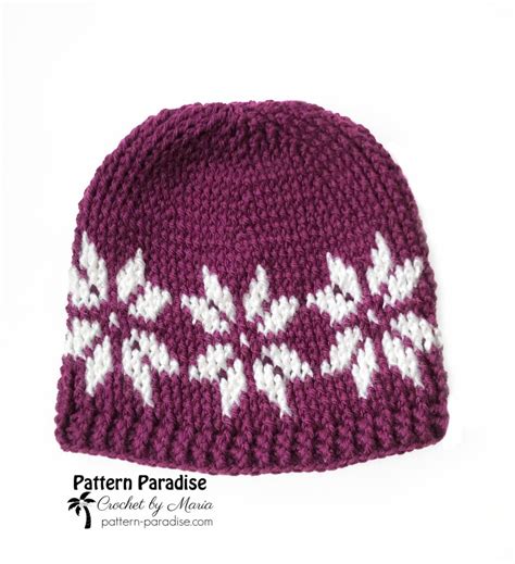 Free Crochet Pattern Snowflake Hat Pattern Paradise