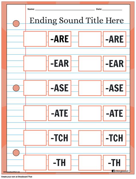 Free Custom Ending Sounds Worksheets Maker and Examples