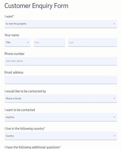 Free Customer Enquiry Form Template 123FormBuilder