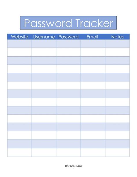 Free Customizable Password Log Many Templates Are Available