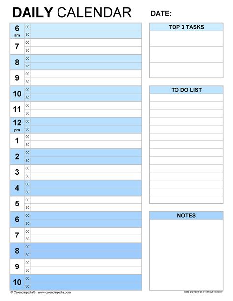 Free Daily Calendar Printable