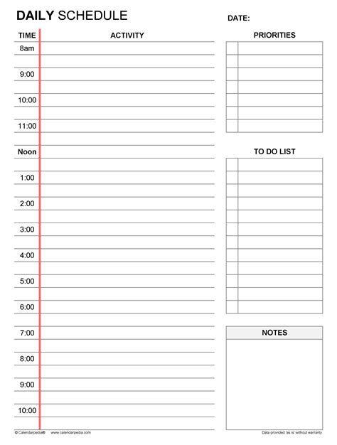 Free Daily Schedule Printable