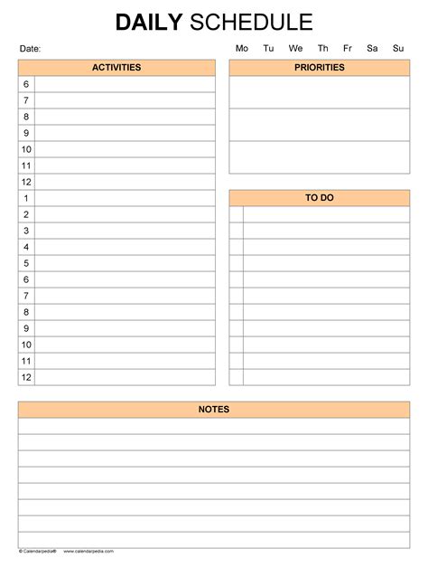 Free Daily Schedules in PDF Format 30+ Templates