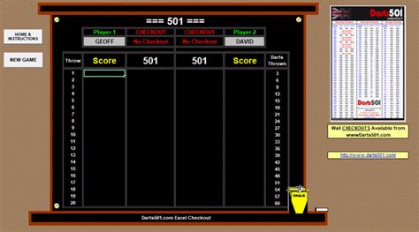 Free Darts Scoreboard, 501 darting legs