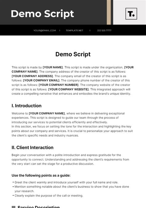 Free Demo Script Template Edit Online & Download