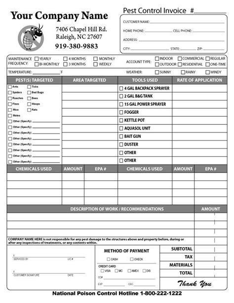 Free Design Fast Shipping On Pest Control Forms in 2021 Pest control