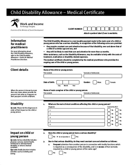 Free Disability Form Printable Disability Forms