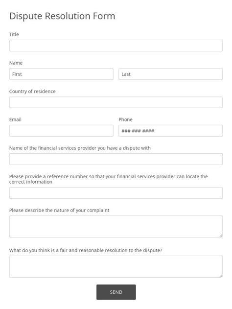 Free Dispute Resolution Form Template 123FormBuilder