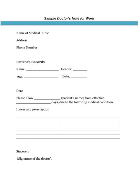 Free Doctor Note Template Download Database