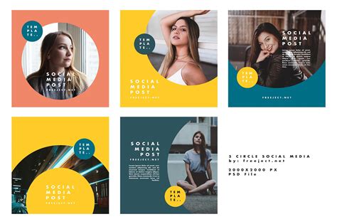 Free Download 5 Circle Social Media Post Template PSD File