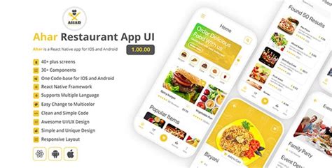 Free Download Ahar React Native Resturant App Ui Template Nulled Latest Version Bignulled
