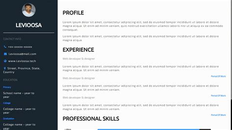 Free Download Resume Project in HTML CSS with source code