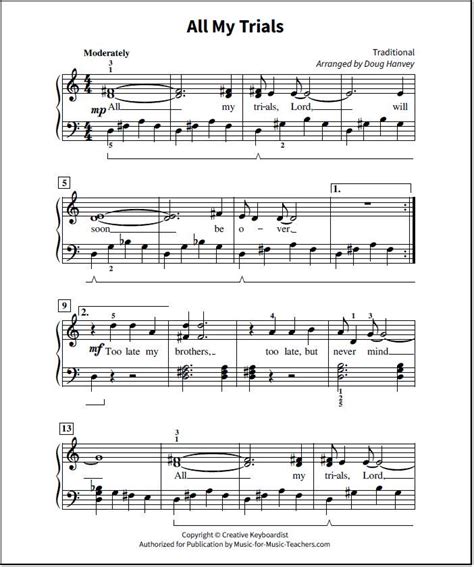 Free Easy Piano Sheet Music For Progressing Students