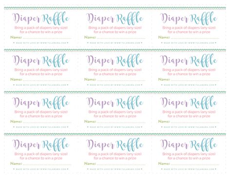Free Easy To Print Diaper Raffle Tickets Tulamama