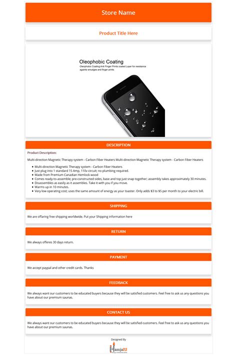 Free Ebay HTML Listing Template and Product Description Template